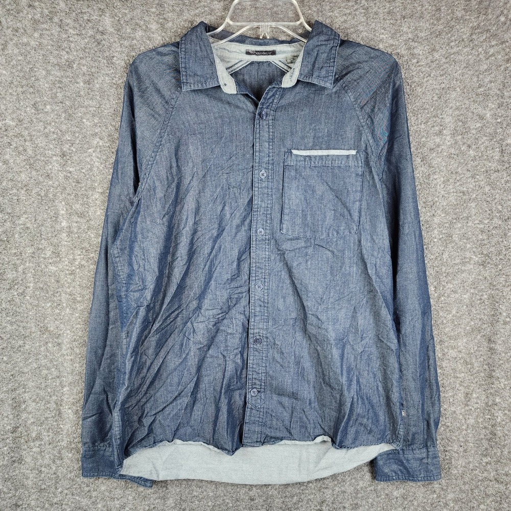Toad & Co Button Down Shirt Mens Medium Blue Long Sleeve Contrast Trim Casual